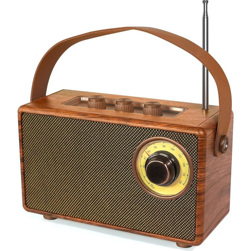 Outdoor Portable Bluetooth Speaker Speaker with FM Retro Radio, Mini Small Portable Kitchen Nostalgia Bluetooth Radio with Rechargeable Battery, Transistor Radio Supports USB/TF/Aux Function