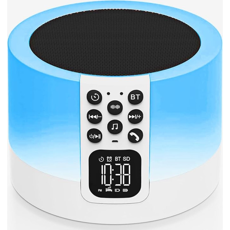 Portable Bluetooth Speaker with Light, Digital Alarm Clock, White Noise Machine, Touch Dimmable Night Light, Alarm Clock with Light, Cool Things Gifts for Teenagers, Girls, Boys, Children, Teens,