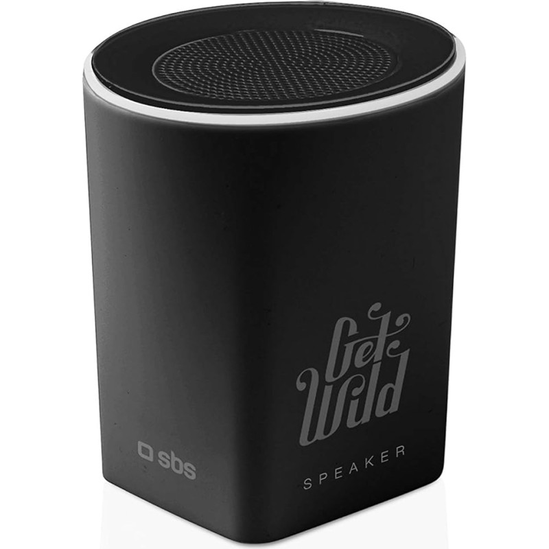 SBS Mini Bluetooth Lautsprecher kabellos - Wireless Speaker mit 5 Stunden Akkulaufzeit, Freisprechfunktion & 3W - Tragbare Musikbox mit 360° Sound in schwarz für iPhone, Handy, Smartphone, Tablet