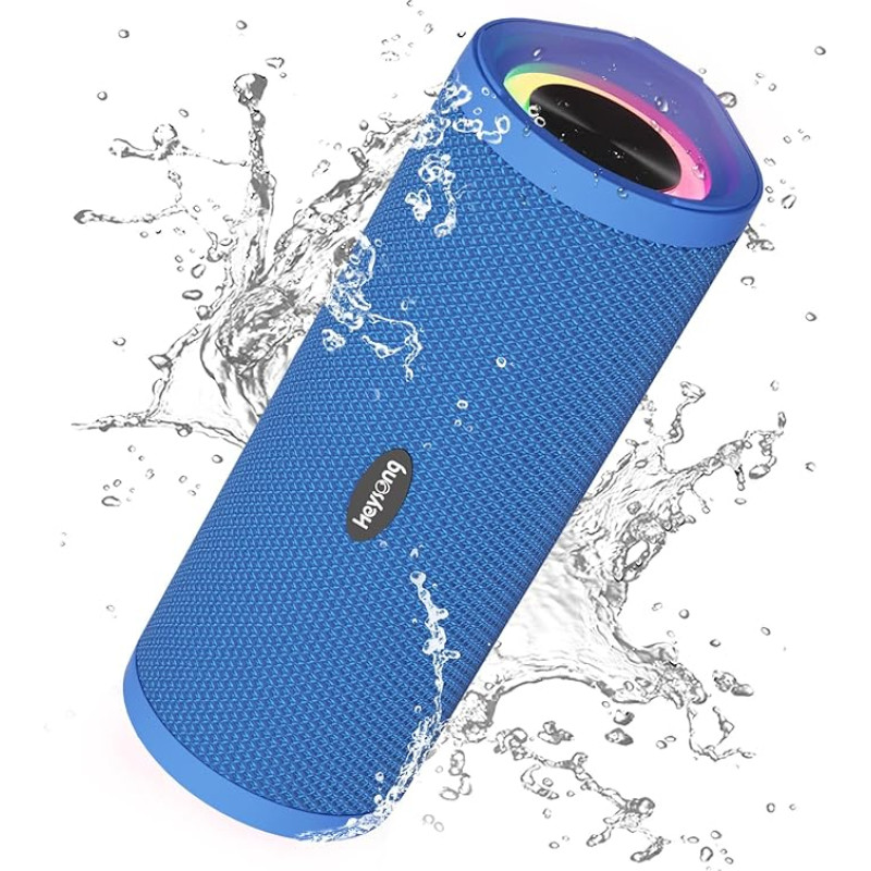 HEYSONG Portable Bluetooth Speaker, Waterproof Wireless Outdoor Speaker with LED Light, Upgraded Bass, IPX7 Floating, 40 Hours Playback, TF Card, True Wireless Stereo for Party,