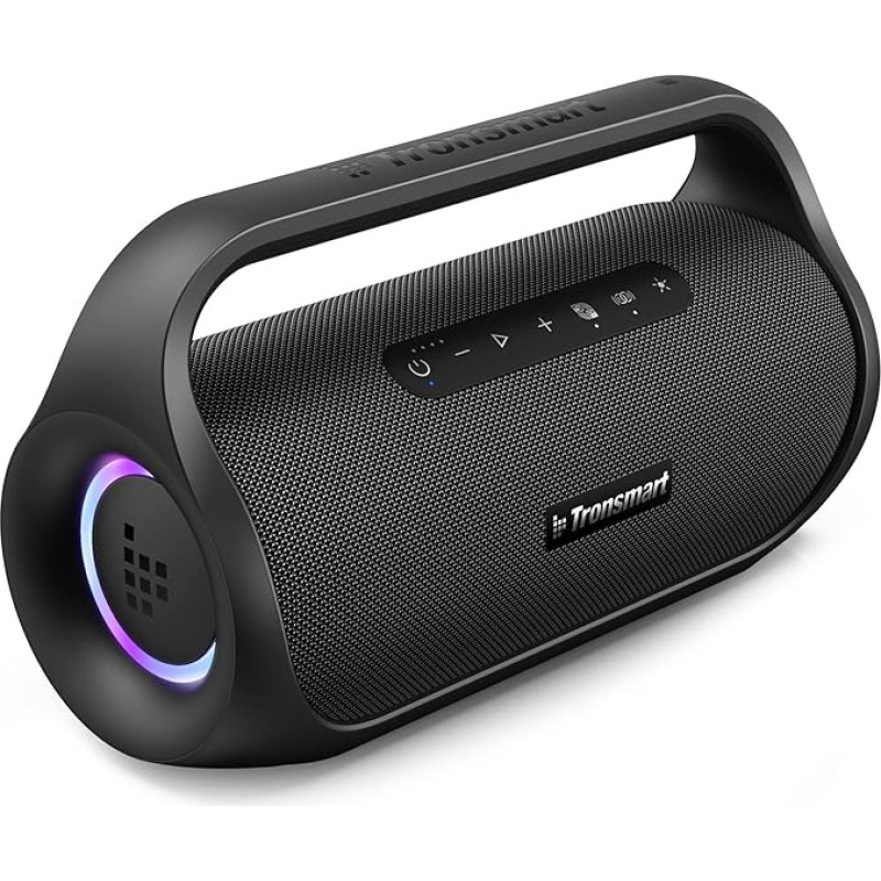 Tronsmart Bluetooth Speaker, Beat-Controlled Light Show, 50 W Stereo Sound, 15 Hours Battery, with Power Bank, Improved IPX6 Waterproof, Outdoor Party Speaker for Garden, Outdoor, Camping, Black