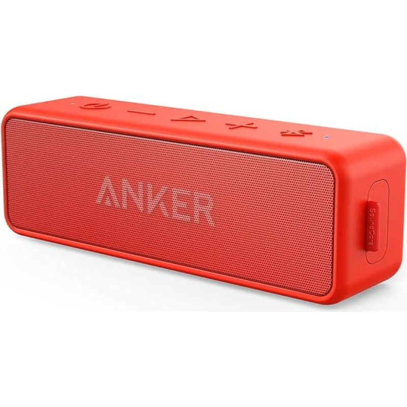 Anker SoundCore 2 Bluetooth Lautsprecher, Enormer Bass mit Dualen Bass-Treibern, 24h Akku, Verbesserter IPX7 Wasserschutz, Kabelloser Lautsprecher für iPhone, galaxy usw(Generalüberholt)