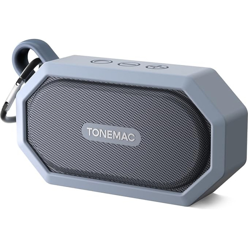 TONEMAC Mini Bluetooth Speaker, B1 IP67 Bluetooth Speaker, 7 Hours Playtime, Portable Speaker Bluetooth, Wireless Speaker with Bass, Lightweight Outdoor Speaker for Travel, Grey