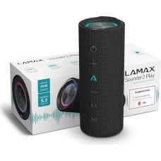 Lamax Sounder2 Play Bluetooth Speaker, 24 Hours of Listening Pleasure, Excellent 24 W Power, Visual Effects, Bluetooth 5.3, IP67 Water Resistance, Microphone for Calls