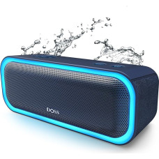 DOSS SoundBox Pro Bluetooth Speaker, 20 W, Stereo Pairing, Multicoloured Lights, IPX5 Waterproof, 12 Pieces Playing Time, Music Box Bluetooth with Microphone, AUX, Supports TF Cards