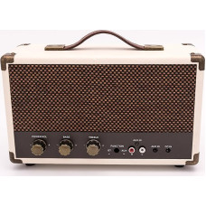 GPO Westwood Retro 25 Watt Lautsprecher mit Subwoofer, Cinch-Eingang, Bluetooth mit Retro-Gitter und Tragegriff - Creme