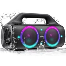 AKONE Bluetooth Speaker, 80 W Peak Wireless Music Box, Bluetooth, Large with LED Light, Super Bass, 20 Hours Battery, IP67 Waterproof Outdoor Speaker, Loud Party Speaker for Camping, Beach, Garage