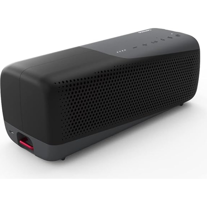 Philips Audio TAS7807B Wireless Bluetooth Speaker, Highly Portable & Waterproof IP67 Speaker with Built-in Microphone for Calls & Power Bank, 24 Hours Playback, Black, Large