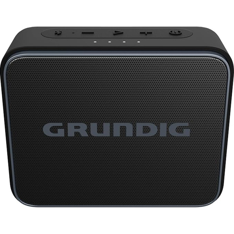 Grundig GBT Jam+ Black Bluetooth Speaker, Soundbox, 3.5 W RMS, Bluetooth 5.0, up to 30 m Range, up to 30 Hours Battery Life, Power Bank & Hands-Free Function, Waterproof IPX7, Black