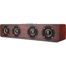 VBESTLIFE Wooden Sound Bar, 12 W W8 Wooden Bluetooth Sound Tyrant TV Speaker with 3.5 mm Audio Input, Supports Bluetooth, AUX, TF Card and FM (Red Wood)