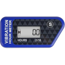 Runleader Digital Wireless Operating Hour Meter with Own Power Supply, Vibration-Activated Resettable Job Timer, User Lock for Marine Lawn Mower Generator (Blue)