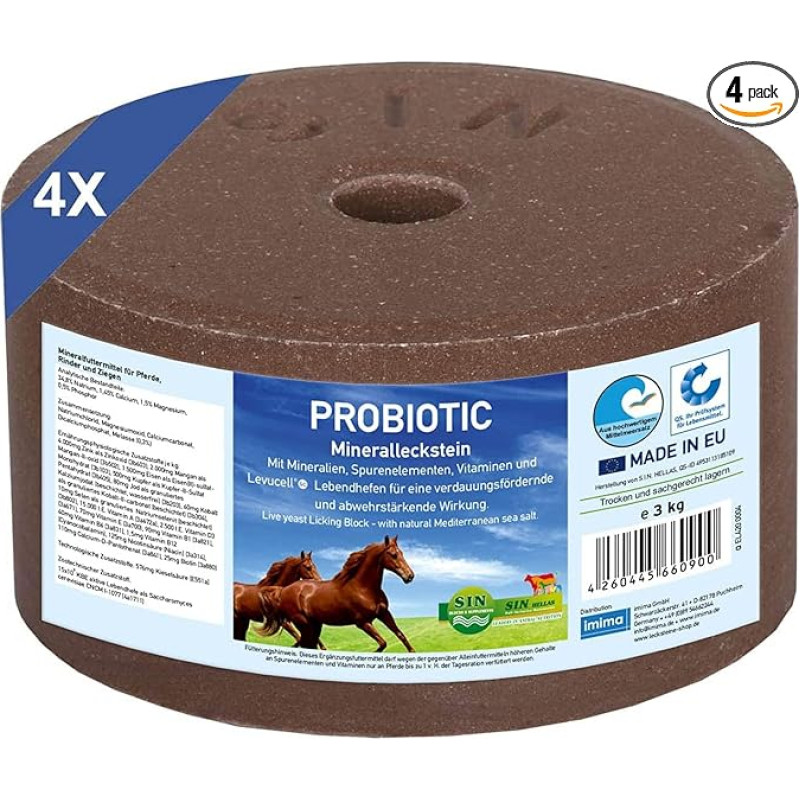 imima Probiotic Mineral Lickstone Horse Salt Lick Stone Rinkinys 4 x 3 kg - druskos akmenys arkliams, ožkoms, žvėrienai ir jautienai - druskos akmuo mineralinis akmuo