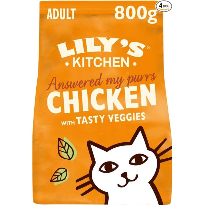Lily's Kitchen Mit natürlichen Zutaten hergestellt Trockenfutter für ausgewachsene Hunde Katzenfutter Ofenhähnchen mit Gemüse Getreidefreie Rezeptur 4 x 800g