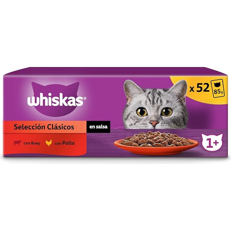 whiskas Wet Food in Sauce for Cats Classic Selection 13 x 4 Bags x 85g
