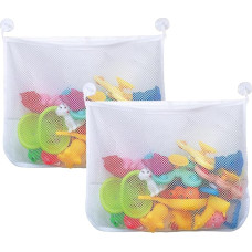 2 x große Netztasche für Badespielzeug, mit starken Saugnäpfen für Baby-Badespielzeug, 45 x 35 cm, Dacron-Spielzeug-Organizer-Netz für Badezimmer- und Schlafzimmer-Zubehör, halten Sie Ihren Platz