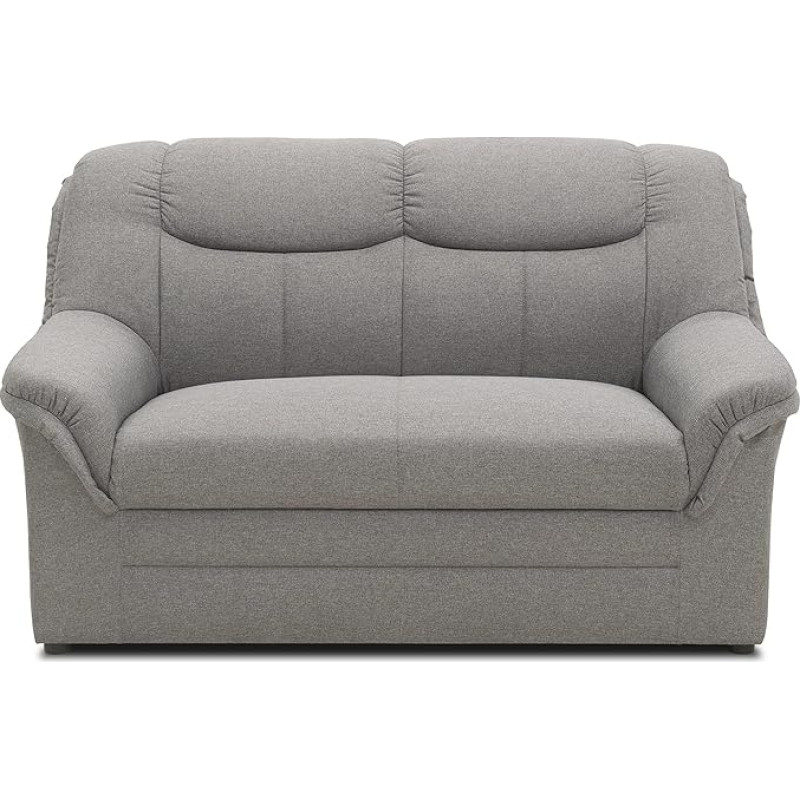 DOMO. kolekcija Berlin Sofa, klasikinė dvivietė sofa, minkštas komplektas su aukštos kokybės spyruoklių šerdimi, 2 sėdimos vietos, 143 x 90 x 89 cm (plotis x gylis x aukštis), šviesiai pilka