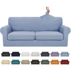 YEMYHOM Pledas 3 dalių sofos užvalkalai 2 pagalvėms, sofai, aukštos tempimo sofos užvalkalas su 2 ypač dideliais sėdynių pagalvių užvalkalais, neslystantys elastiniai užvalkalai (šviesiai mėlyna), 71