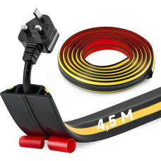 CREWORKS Floor Cable Duct Self-Adhesive 4.5 m Cable Bridge Floor Cable Protection Trip Protection 50 mm Width 3 Channels Cable Cover for Office, Concert, Black and Yellow