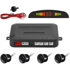 TKOOFN® Universali belaidė vasaros automobilių stovėjimo pagalbos sistema, padedanti važiuoti atbuline eiga Automobilių stovėjimo jutiklių sistema su 4 jutikliais, radaro rinkiniu, LED ekranu