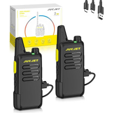 JUCJET The Updated T20D Walkie Talkie 16 kanalų abiem kryptimis, PMR446 radijo ryšio rinkinys su triukšmo slopinimu, dažnio kopijavimu, rankinė radijo stotelė restoranui, saugumui (2 pakuotės)