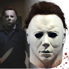 Aeney Michael Myers kaukė, latekso Helovinas Baisu Cosplay rekvizitai, siaubo balta veido visą galvą kaukė su plaukais