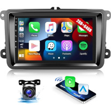 2G + 64G CAMECHO Android 12 automobilinis radijas su navigacija VW Golf 5 6 Polo Skoda, 7 colių ekranas su Carplay Android Car Bluetooth HiFi RDS + atbulinės eigos kamera