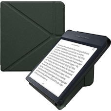 kwmobile Case Compatible with Kobo Libra H2O Case - Faux Leather Case - eReader Protective Case - Cover Dark Green