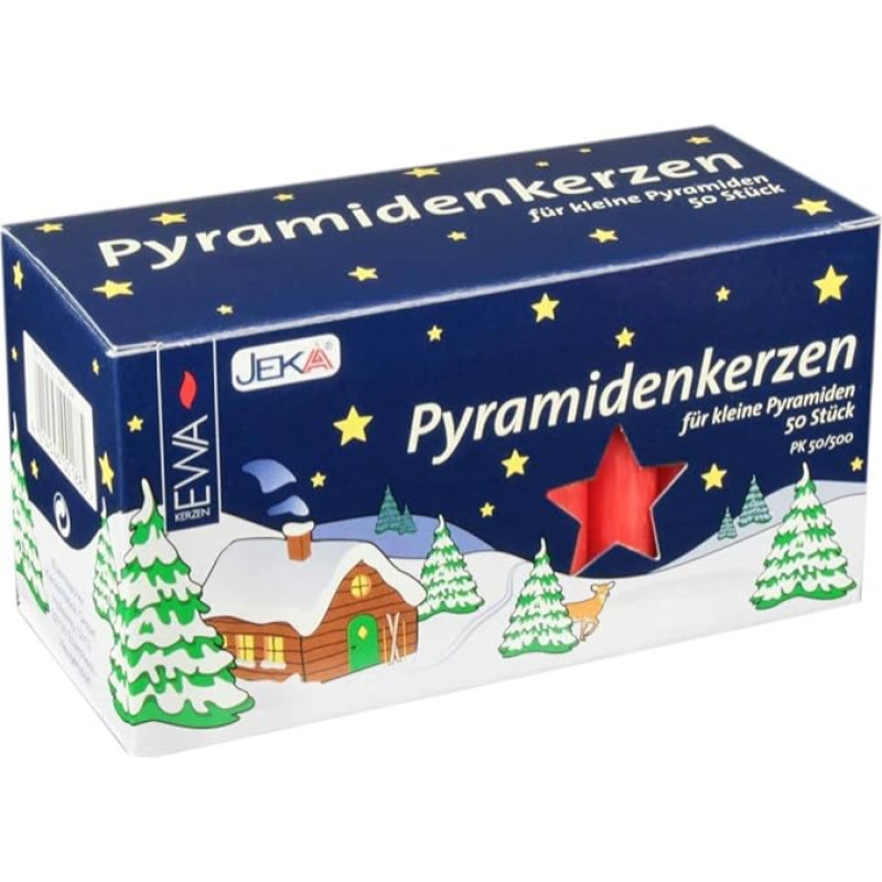 JEKA Pyramidenkerzen klein, rot ca. 14 x 74 mm 50 Stück/Pack, Weihnachtskerzen, Adventskerzen, Christbaumkerzen, Baumkerzen, Kerzen Unparfümiert