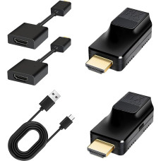 KUYIA HDMI ilgintuvas 60M/196ft su 1080P @ 60Hz 3D HDMI retransliatoriumi iš RJ45 į HDMI keitiklį, itin didelės spartos 48Gbps, suderinamas su PS4/DVD/televizoriaus dėžute su HDMI vyriškos ir moteriškos lyties adapteriu