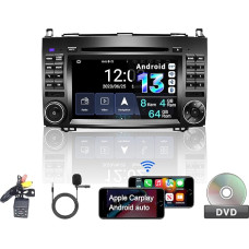 Amaseaudio Android 13 Car Radio, Wireless Carplay Android Car, DSP+, Built-in DVD Player, 2 DIN Compatible with Benz W169 W245 W906, 7 Inch Touchscreen, WiFi Bluetooth 5.0/Reversing Camera