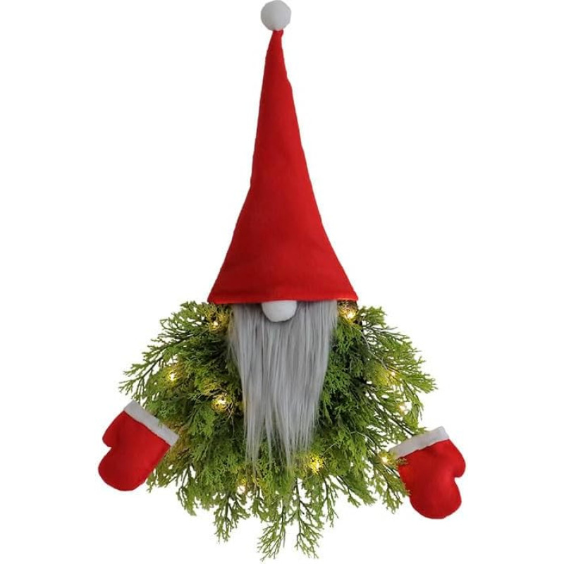 40 x 55 cm Kalėdų vainikas Kalėdų durų pakaba Beveidis senolis Kalėdų vainikas Kabantis Kalėdų vainikas priekinėms durims, skirtas namų langų sienoms Sienų ūkio atostogų dekoracijos