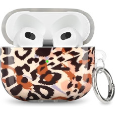 Newseego Airpods 3 dėklas mergaitėms ir moterims, stilingas mielas leopardo atspaudo Airpods 3 kartos dėklas su karabinu, minkštas TPU ausinių dėklas, smūgiams atsparus apsauginis Airpods 3 įkrovimo dėklas