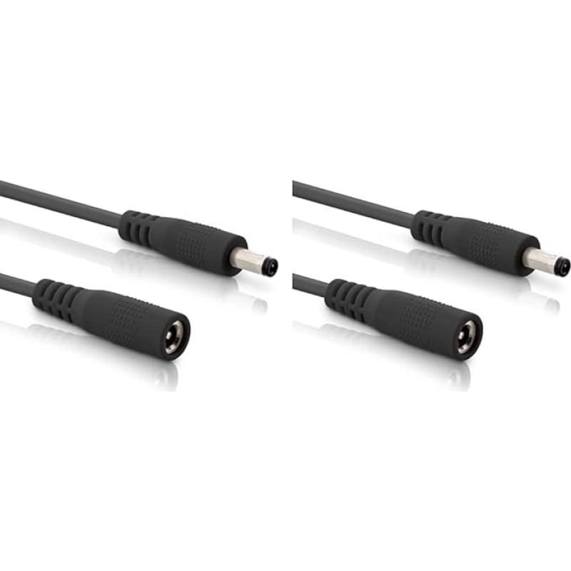 InLine - DC Extension Cable, Black, 1 m DC Extension Cable, Universal Power Supply Extension Cable, LED Strips, Surveillance Cameras, DC Male/Female 4.0 x 1.7 mm, Black, 2 m