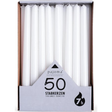 Pajoma Pack of 50 Tapered / Dinner Candles, White - Height 25 cm - Burn Time approx. 7 hours