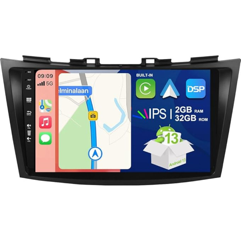 BXLIYER Android 12 IPS automobilinis radijas, tinkamas Suzuki Swift/Ertiga (2011-2017 m.) - Integruotas CarPlay Android automobilis - Nemokama kamera - 2G + 32G - 9 colių 2 DIN - DSP DAB vairo valdymas WiFi Fast Boot 4G