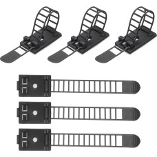 QUARKZMAN Cable Organiser Cable Ties, 8.5-27.5 mm Cable Management Adjustable Cable Ties Adhesive Cable Clips Desk Cable Management Black Pack of 60