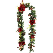 Girlianda su dirbtinėmis gėlėmis Amaryllis Eglės spurgai Uogos lapai Plunksnos blizgučiai su LED apšvietimu Baterija veikianti dekoracija Kalėdų laiptai Židinys Baldai Sienų durys Vidaus X'Mas Kalėdos