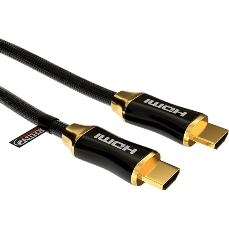 rhinocables Ultra-HDMI + Ethernet Geflochtene Kabel Gold Metall geschirmt Hood Ultra HD (1080p/2160p) (5m)