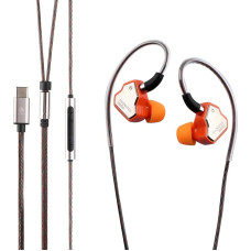 LINSOUL 7Hz Salnotes Zero HiFi 10 mm dinaminio draiverio ausinės IEM su metalo kompozito membrana, nerūdijančio plieno priekine plokštele, nuimamu 2 kontaktų OFC kabeliu (oranžinės spalvos, su mikrofonu, C tipo)