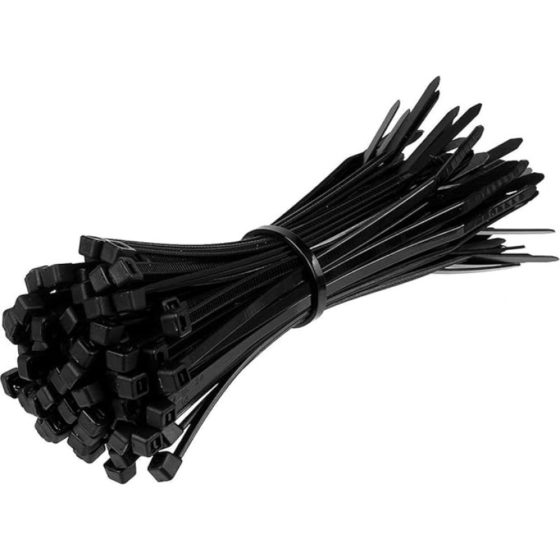 100 Black Nylon Cable Ties 300mm x 4.8mm