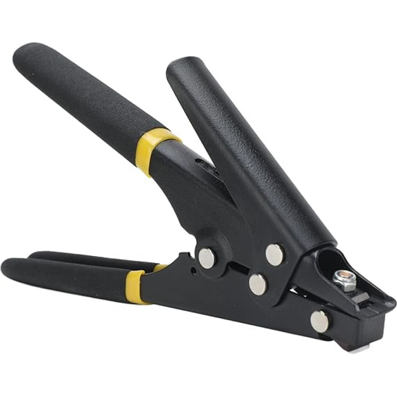 Cable Tie Gun, Collet with Adjustable Tension for Fixing and Cutting Nylon Ties, Electrical Work, Building Construction (Black)