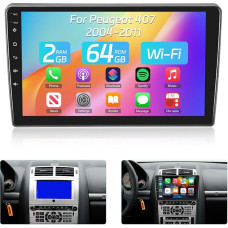 2+64G Android 13 automobilinis radijas Peugeot 407 2004-2011 m. su belaidžiu Carplay ir Android Car - WiFi GPS Mirror Link vairo valdymas FM RDS Split Screen 32EQ + galinio vaizdo kamera