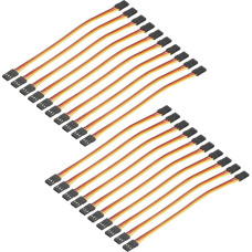 sourcing map 3-poliges Servo-Verlängerungskabel, Stecker auf Stecker, 15 cm, 22 AWG, 60-adrig, Servoempfängerdraht für RC-Modellflugzeuge, 20 Stück