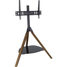 AVF Hoxton TV-Ständer, Stativ-TV-Ständer, dunkle Holzbeine, schwarzes Glasregal, Fernseher von 81,3 cm bis 165,1 cm