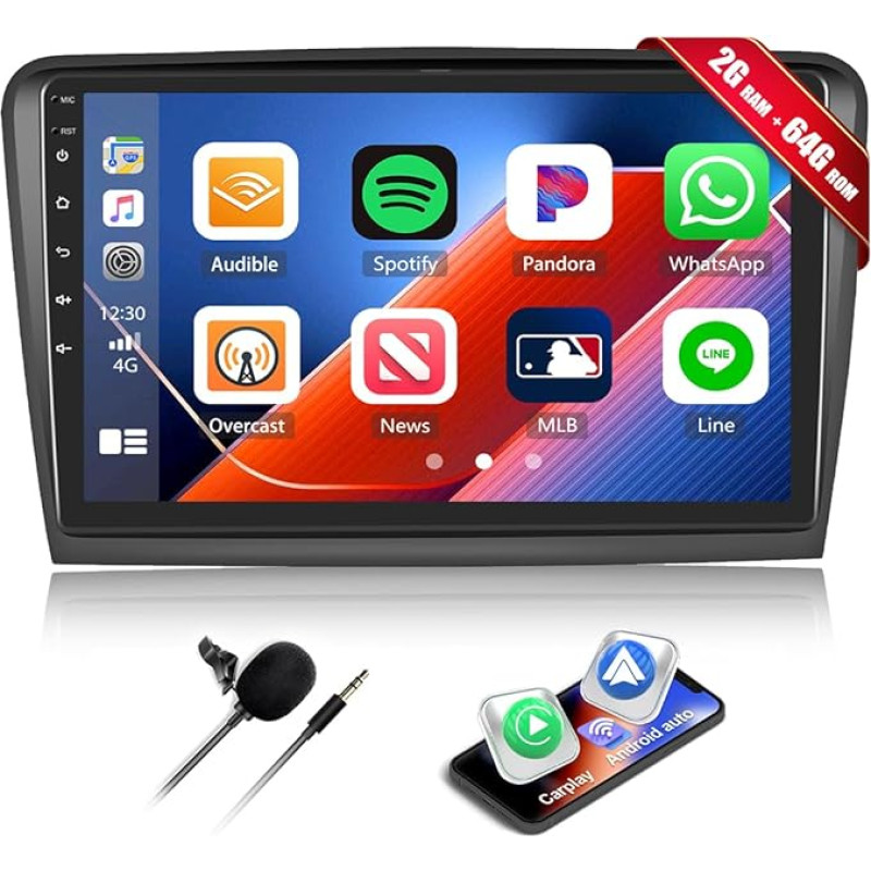 8 branduolių 2G + 64G CAMECHO Android 13 automobilinis radijas Skoda Superb 2 2009-2013 su Navi Carplay Android Car, 10 colių Double DIN automobilinis radijas su jutikliniu ekranu ir Bluetooth FM/RDS Mirror Link DSP