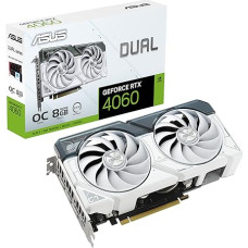 ASUS Dual GeForce RTX 4060 OC White Edition 8 GB GDDR6 žaidimų vaizdo plokštė White (NVIDIA RTX4060 DLSS3, PCIe 4.0, 1 x HMDI 2.1a, 3 x DisplayPort 1.4a, DUAL-RTX4060-O8G-WHITE)