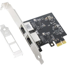 QSFPTEK 2.5G-T Realtek RTL8125B tinklo kortelė (2 RJ45 prievadai), 2,5 gigabito dviejų RJ45 prievadų PCI-E Ethernet tinklo kortelė su Realtek RTL8125B, skirta Windows 11/10/8/7, Windows Server, Linux