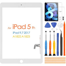 ARSSLY Naujas iPad 9.7 2017 A1822 A1823 skaitmenizatoriaus ekranas, skirtas iPad 5 su taisymo rinkiniu, iPad 5 jutiklinio ekrano keitimas (be pagrindinio mygtuko, be LCD ekrano) (baltas)