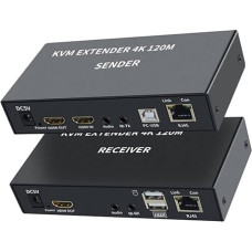 KVM ilgintuvas 4K 120M imtuvas, 4K HDMI KVM ilgintuvas per Cat5e/6 Ethernet kabelį 120M HDMI USB ilgintuvas Vaizdo garso siųstuvas imtuvas Palaiko klaviatūros pelę