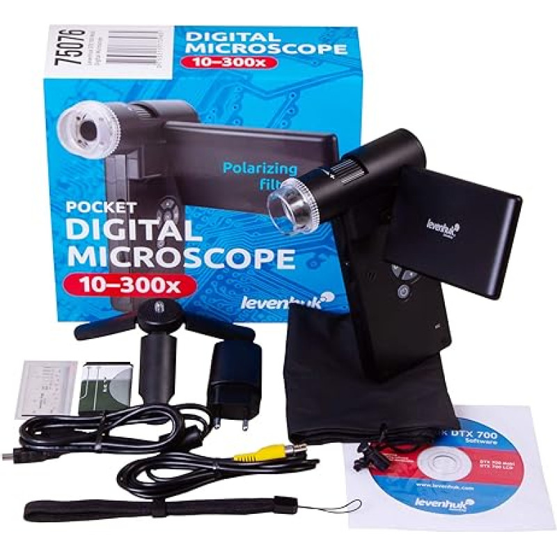 Levenhuk DTX 700 Mobi Wireless Portable Digital Microscope with 10x to 1200x Zoom, Windows and Mac OS Compatible